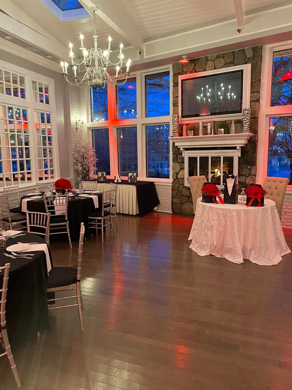 Reception space prepared through professional event planning services and coordination